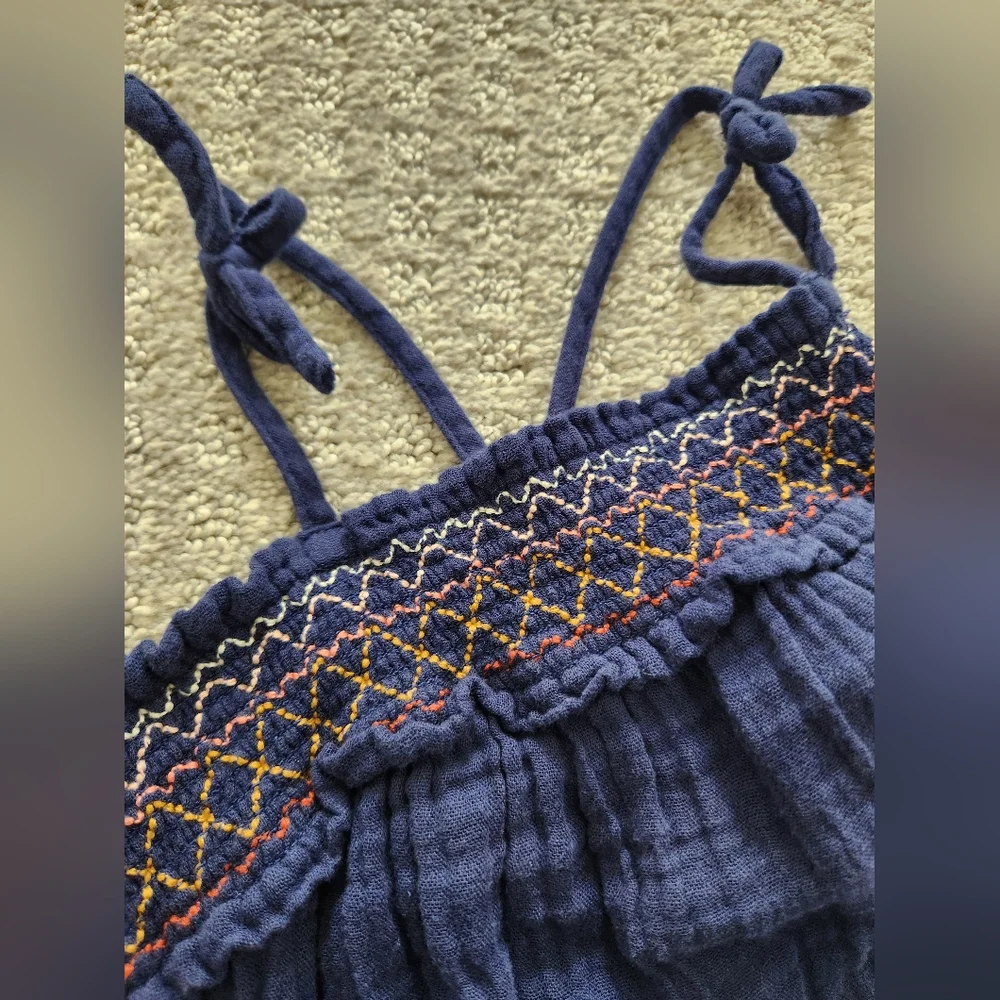 Old Navy 100% cotton Smocked Navy Blue Jumpsuit Romper 1PC‎ 3T Toddler Girl